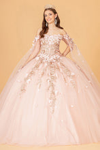 Load image into Gallery viewer, Off Shoulder Mesh Quinceanera Gown Shoulder Side Mesh Drapes GLGL3075-11