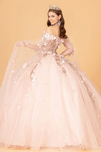 Load image into Gallery viewer, Off Shoulder Mesh Quinceanera Gown Shoulder Side Mesh Drapes GLGL3075-12