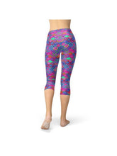 Load image into Gallery viewer, Womens Purple Pink Mermaid Capri Leggings Leggings LoveAdora