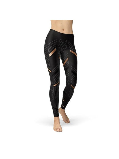 Womens Sports Stripes Black Leggings Leggings LoveAdora