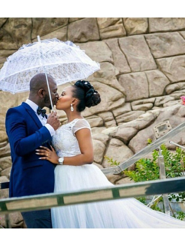 Bridal umbrella lace/fabric parasol African Accessories LoveAdora