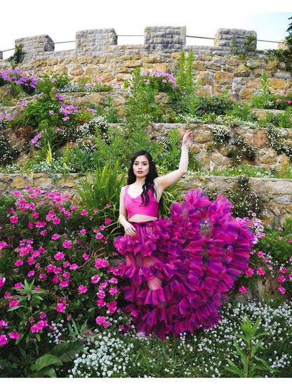 Vibrant Pink & Purple Two piece Womens Top and Tulle Skirt