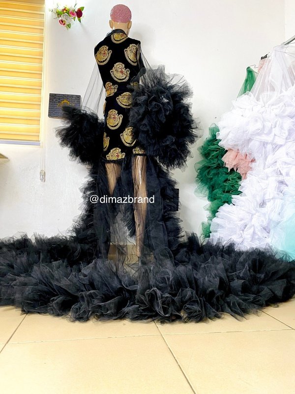Igbo bride isiagu tulle wedding robe Women's Clothing LoveAdora