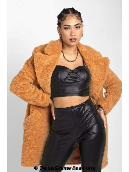 Janine Double Breasted Borg Teddy Coat