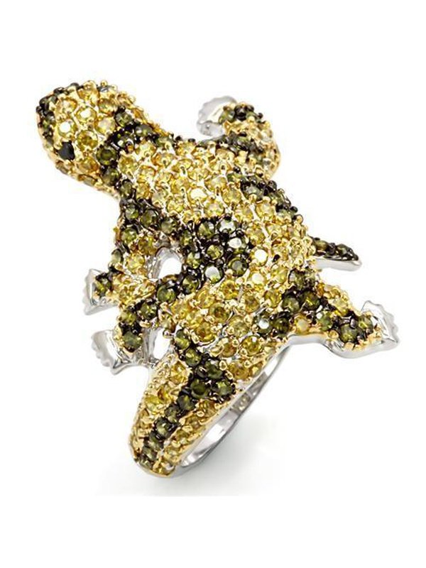 Gold+Ruthenium Brass Ring with AAA Grade CZ Ring LoveAdora