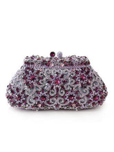Load image into Gallery viewer, Imitation Rhodium White Metal Clutch with Top Grade Crystal Clutch Purse LoveAdora