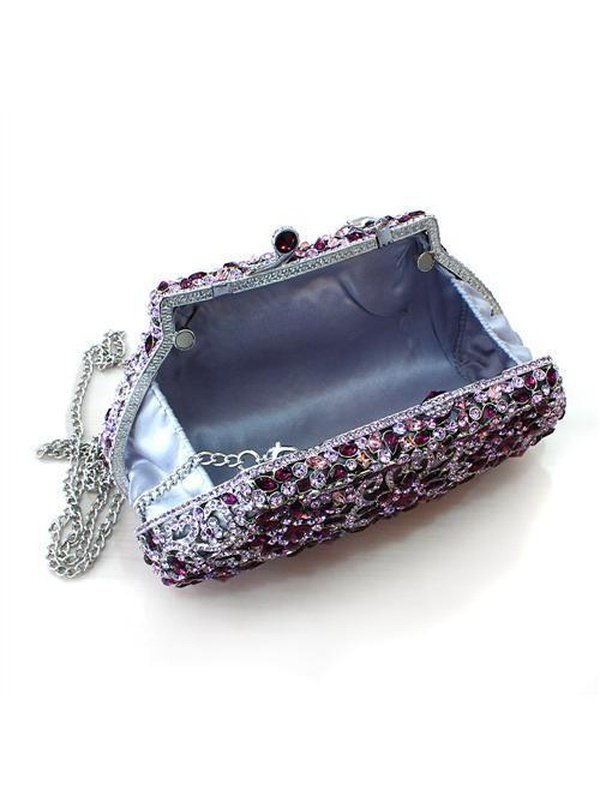 Imitation Rhodium White Metal Clutch with Top Grade Crystal