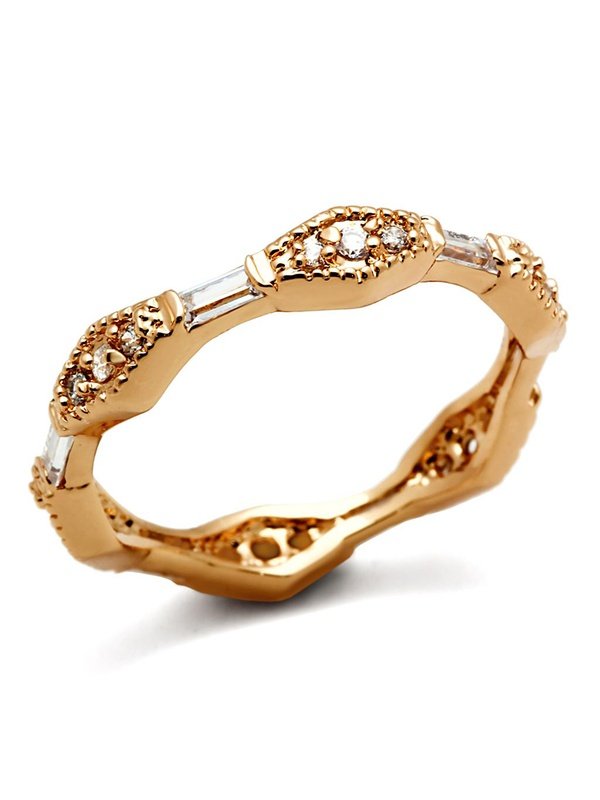 Rose Gold Brass Ring with AAA Grade CZ in Clear Ring LoveAdora