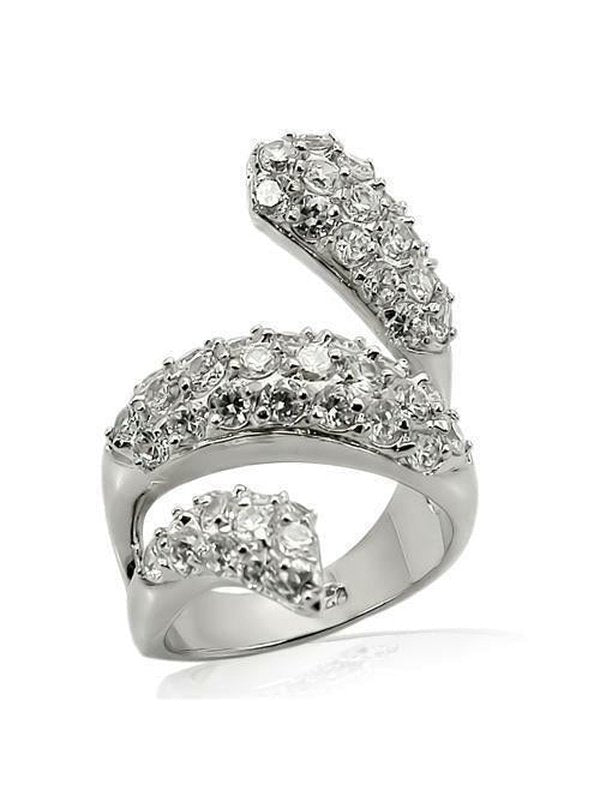 Rhodium 925 Sterling Silver Ring with AAA Grade CZ in Clear Ring LoveAdora