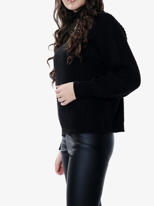 Black Balloon Sleeve Knit Jumper Jumper LoveAdora