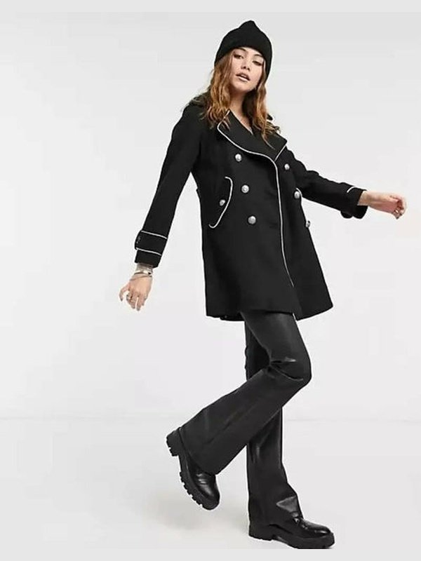 Military Coat with Contrast Buttons C10215 Jackets & Coats LoveAdora