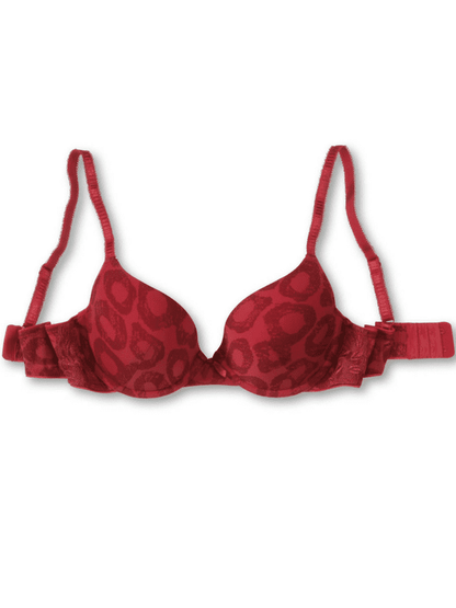 Sassa Red Animal Print Molded Plunge Bra Molded Cup Bra LoveAdora