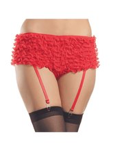 Load image into Gallery viewer, RUFFLED BOOTY SHORTS WITH GARTER STRAPS BE WICKED BW1076 Boyshorts LoveAdora