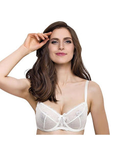 Lauma Sparkling Bridal Full Figure Sheer Lace Bra Lingerie & Underwear LoveAdora