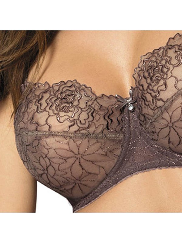 Sheer Lace Balcony Bra Gorteks Pamela Mocha Sheer Bra LoveAdora