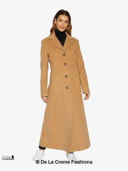 Slim Fit Wool Blend Longline Maxi Coat Jackets & Coats LoveAdora