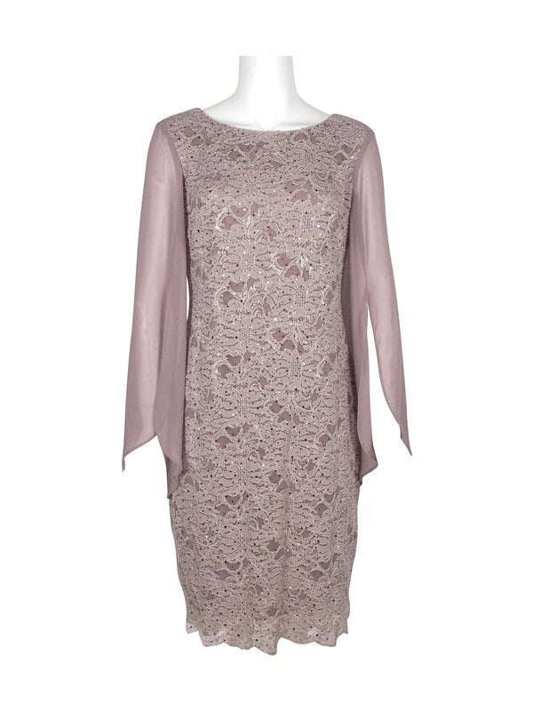 Connected Apparel Boat Neck Long Sleeve Embellished Lace Dress Dress LoveAdora