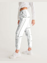 Load image into Gallery viewer, Womens Track Pants - White &amp; Gray Block Grid Graphic Sports Pants Activewear LoveAdora