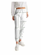 Load image into Gallery viewer, Womens Track Pants - White &amp; Gray Block Grid Graphic Sports Pants Activewear LoveAdora