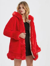 Load image into Gallery viewer, Womens Hooded Faux Fur Collar Coat Jackets &amp; Coats LoveAdora