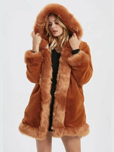 Load image into Gallery viewer, Womens Hooded Faux Fur Collar Coat Jackets &amp; Coats LoveAdora